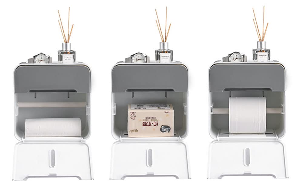 Portarrollos De Papel Higiénico Adhesivo Montado En La Pared Portarrollos De Papel Higiénico Portarrollos De Papel con Estante Portarrollos De Papel Higiénico - Gris