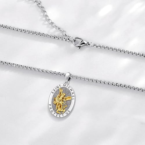 925 Sterling Silver St Michael/St Christopher/Virgin Mary Necklace Patron Saint Amulet Medal Jewelry for Men Women4