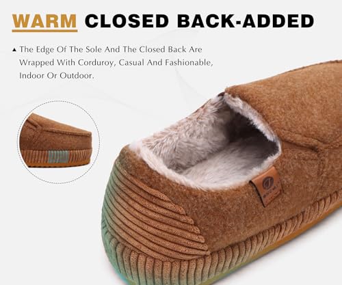 Image of ONCAI Mens Clog Slippers with Arch Support Stripe Faux Fur Cotton-Blend High-Density Memory Foam Warm House Slippers Slip-on Indoor Outdoor Rubber Sole Size 7-16