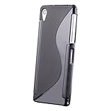 iCues | Compatible with Sony Xperia Z2 | S-Line Case Black | [Screen Protector Included] Shockproof Slim Heavy Duty Soft Rubber Cover TPU Silicone Shell