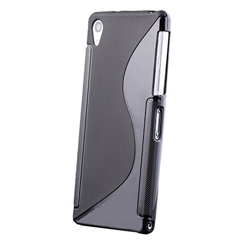 iCues Sony Xperia Z2 S-Line Case Black | [Screen Protector Included] Shockproof Slim Heavy Duty Soft Rubber Cover TPU Silicone Shell