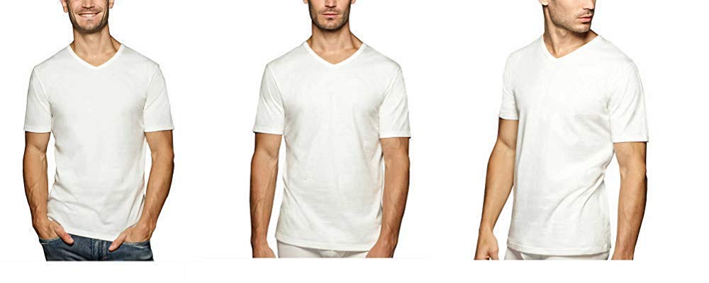 T-Shirt Cotton Soft Stretch V-Neck Tag-Less Classic White 3 Pack