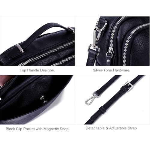 Image of Crossbody Bag,Convertible Top Handle Purse and Satchel for Women | Soft vegan leather; multi pockets; fits A5,iPad mini,long wallet; lightweight organizer for work, travel and weekends