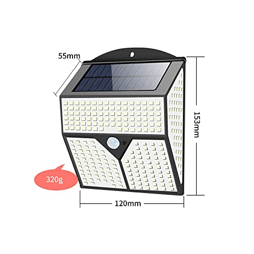 Lámpara de pared solar exterior con sensor de inducción y 318 leds impermeables 7
