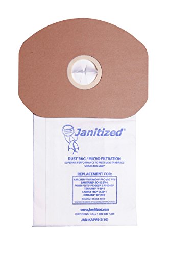 Janitized JAN-KAPV6-2(10) Vacuum Bags for Commercial Vacuums