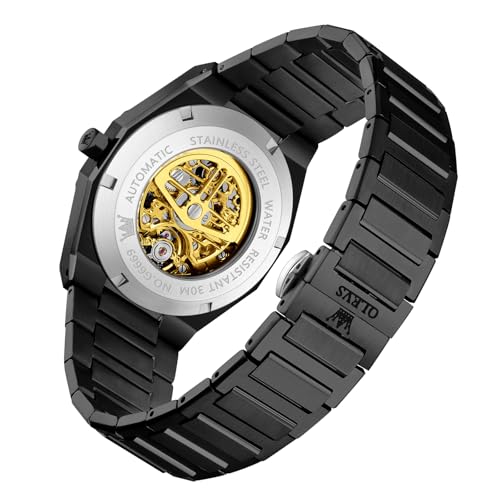 Image of OLEVS Automatic Mens Watch Self Winding Stainless Steel Gold Watch for Men