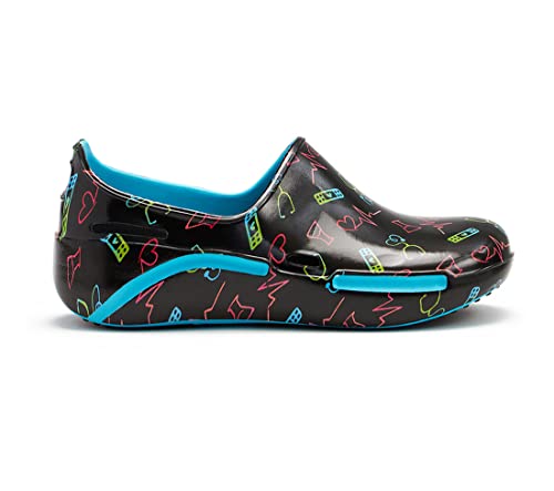 Anywear Streak Step-in Nurse Shoes for Women and Men, Oil- and Slip-Resistant EVA Kitchen Shoes, Work Shoes, 5, Art of Healing