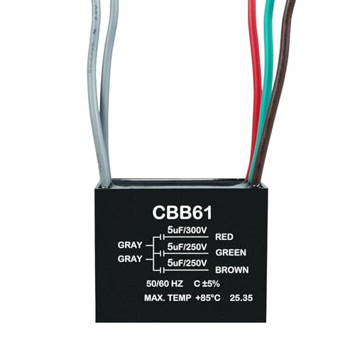 YukiHalu Ceiling Fan Capacitor CBB61 5+5+5uF 250V 5-Wires Compatible with New Harbor Breeze Hunter and Others Fans
