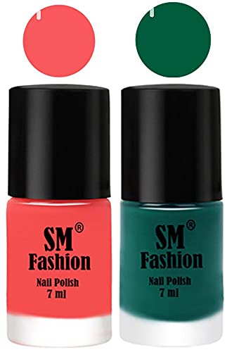 Image of Long Lasting Nail Polish | Nail Paint Combo 7 ml Each) - Set of 2 Light Pink-Green