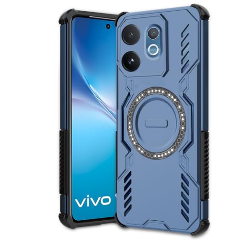 Image of AESTMO Back Case Cover for VIvo V60 / V60E / T4 Pro 5G | Magnetic Case with Built-in Metal Ring | Compatible with MagSafe Accessories | Shockproof Hybrid (PC + TPU) (Blue)