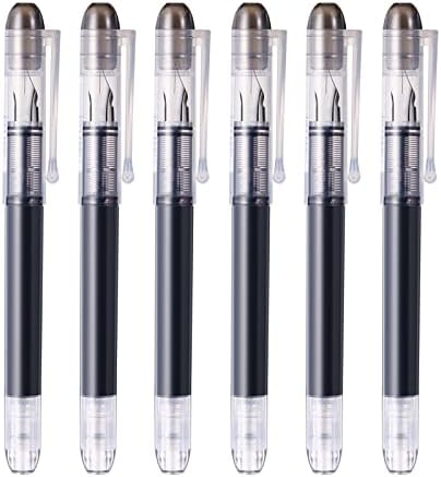 6 Pieces Black Disposable Fountain Pens, Smooth-Writing Office Supplies for Sketching, Journaling, Calligraphy, Doodling and Holiday Christmas Gifts