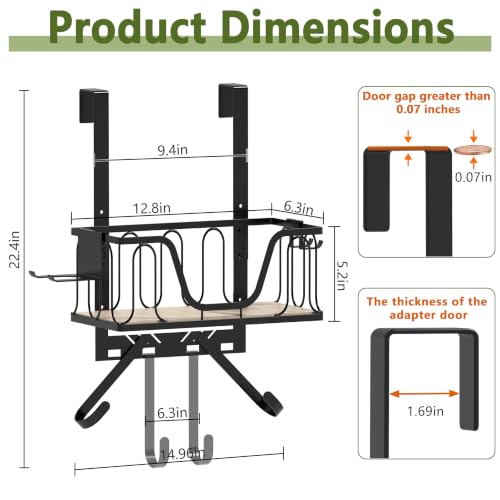 Ironing-Board-Hanger-2-in-1-Wall-Mount-Over-the-Door-with-High-Sided-Basket-and-Side-Hooks-Fits-T-and-Y-Shaped-Legs-Space-Saving-Iron-Holder-for-Laundry-Sewing-Room-Decor-and-AccessoriesBlack