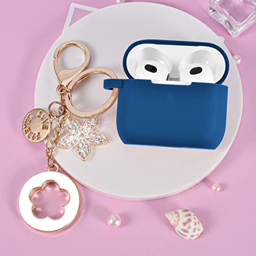 Image of VISOOM Case for Airpods 3 Pink Airpods 3rd Cases 2021 Silicone for iPod 3 Earbuds Case Cover Women Wireless Charging Case with Accessories Girl Bling Keychain for Apple Ear Buds 3rd Generation