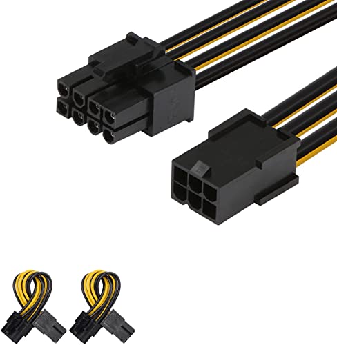 J&D 2 Paquets 6 Pin vers 8 Pin PCI Express (PCIe) Graphique la Vidéo Carte d'alimentation Câble Adaptateur, 10cm