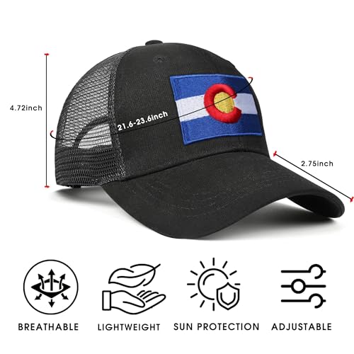 Image of Adjustable State Flag Trucker Hat Mesh Baseball Cap with Embroidered Patch for Men Women