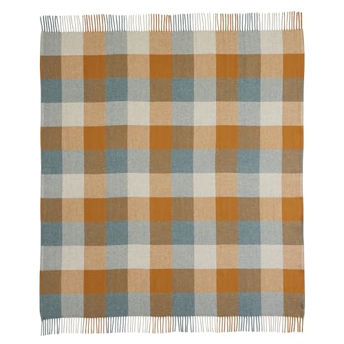 Pendleton Eco-Wise Washable Throw with Fringe 54' x 60' - 100% Wool, All Season, Washable, Soft and Durable Blanket for Home and Outdoor Adventures - Shale/Copper