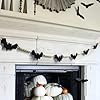 DAZONGE Halloween Decorations Indoor/Outdoor, Wood Halloween Felt Bats Bead Garland Banner for Halloween Decor, Farmhouse Halloween Decorations for Fireplace Mantle Walls