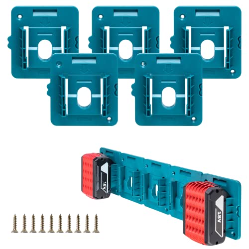 5 Pack Battery Holder for Bosch/Makita 18V Battery Mounts Dock Holder Fit for BL1860 BL1850 BL1840 BL1830(w/10 Screws, No Battery)