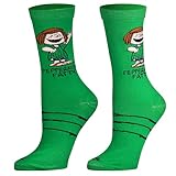 Cool Socks - Peppermint Patty Peanuts Crew Socks - Charlie Brown Cartoon Novelty - Size Medium for Men Women & Kids - Fun Retro Comic Merch Apparel - Comfy Cotton Blend - Gift for Birthdays Holidays