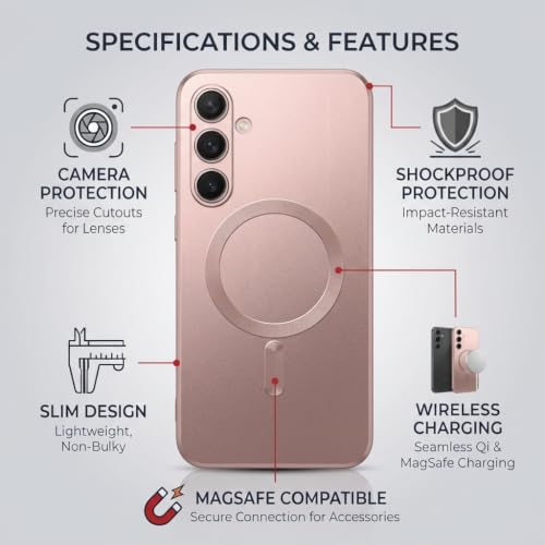Image of amazon basics Premium Mag-Safe Case for Samsung Galaxy S23FE 5G | Shockproof & Anti-Scratch Cover | Soft Silicone with Wireless Charging | Camera Lens Guard - Rose Gold