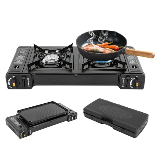 2 in 1 Gaskocher Camping 2 Flammiger Gaskocher Campingkocher...