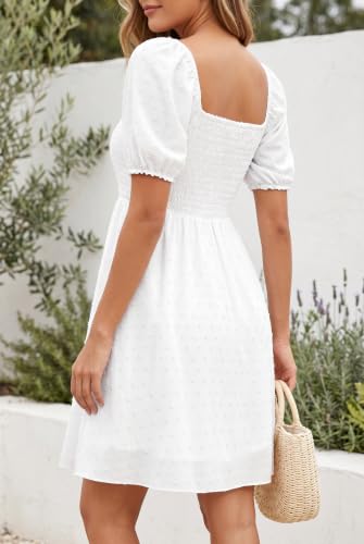 Image of Pinup Fashion Summer Dresses for Women 2025 - Easter Graduation Spring Puff Sleeve Smocked Short Sundress