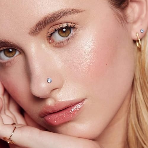 12 Pcs Gold/Silver Surgical Steel Nose Rings Studs Set for Women 20G Nose Piercing Stud Nose Studs Set Jewelry for Women Men Nose Piercings Jewelry Gift Piercing Jewelry 0.8mm4