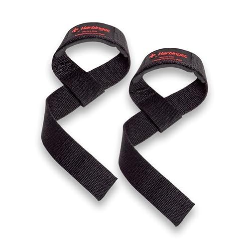 Harbinger Padded Cotton Lift Straps – Soft, Supportive Neotek Wrist Pads – 21.5″ Length, 1.5″ Width – Reinforced Edges & Heavy-duty Stitching – Cushions Wrists for Lifting Support