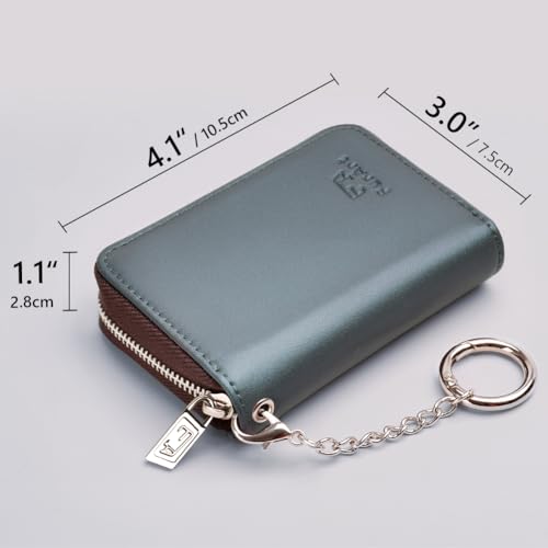 Image of FurArt Zipper Wallet Women, RFID Blocking Credit Card Wallet, Business Card Holder, Compact Size KeyChain Wallet, Pearl Gray, small, Classic