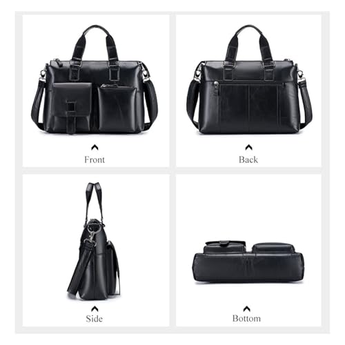 Bolso Mensajero de Cuero Vintage para Laptop 16 Pulgadas Negro miniatura 7
