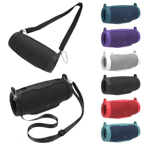 Custodia protettiva silicone per altoparlante compatibile con Bluetooth JBL Charge 6 custodia da viaggio con tracolla e moschettone accessori per nero