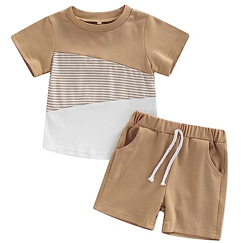 Image of Mubineo Infant Toddler Baby Boy Summer T Shirt Shorts Outfits Short Sleeve Tee Tops Clothes Set