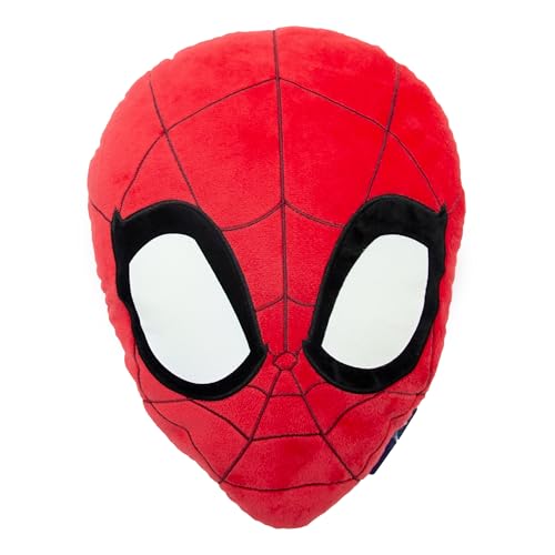 Disney Spiderman Coussin en Forme Officiel | Tête de Spiderman | Coussin en Peluche rembourré | Design Adventure | Parfait pour Chambre ou Gaming