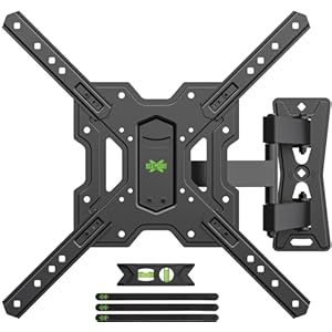 USX MOUNT UL Listed Full Motion TV Mount, Swivel Articulating Tilt TV Wall Mount for 26-65 Inch LED, 4K, Wall Mount Bracket with VESA 400x400mm Up to 77lbs, Perfect Center Design -XMM006-1
