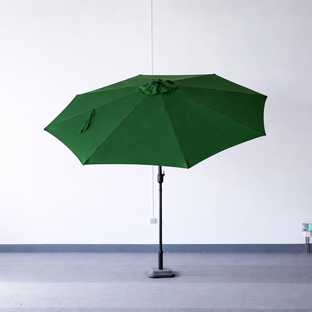 NAWBEDA | 3M round market umbrella parasol, Pole: steel 38MM, Ribs:8K, 12 * 18MM Natural Fiber Gazebo (Green) 1