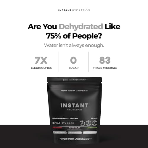 Image of Instant Hydration Sugar Free Electrolytes Powder Packets Variety Pack - Watermelon, Raspberry, Lemon Lime Drink Mix & Travel Essentials with Magnesium and Potassium - Post Workout Recovery - 20 Sticks