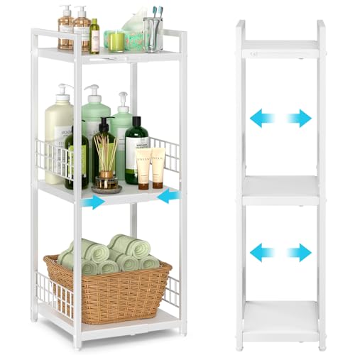 DAOUTIME Expandable Slim Storage Shelf, 3 Tier Metal...