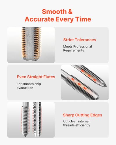 Image of VEVOR Tap and Die Set, 51-Piece SAE Sizes 1 /4 inch to 1 inch, with Coarse and Fine Thread Taps and Dies, Wrench, Carrying Case and Complete Accessories, Bearing Steel, for Threading and Rethreading Threads