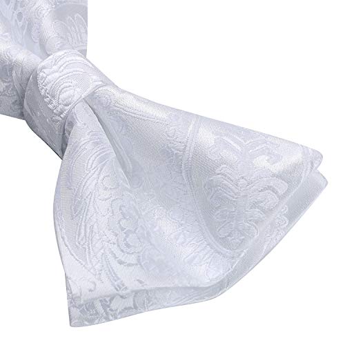 Image of HISDERN Bow Ties for Men Pretied Bow Tie Set Paisley Classic Bowties and Pocket Square Cufflinks Set for Wedding Party