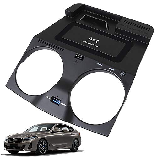 Braveking1 Wireless Car Charger for BMW 5 Series G30 G31 6 Series GT 2018 2019 2020 Center Console Accessory Panel,15W Fast Charging Phone Charger Pad with USB Port for iPhone,Samsung,Any Qi Phone