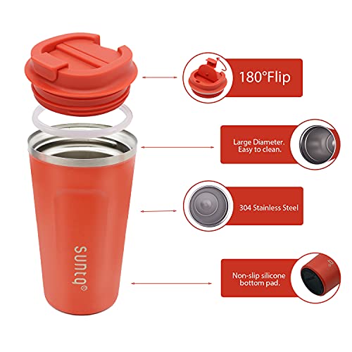 SUNTQ Taza de café Reutilizable Taza de Viaje de Acero Inoxidable con Tapa a Prueba de Fugas Aislamiento al vacío de… - Imagen 4