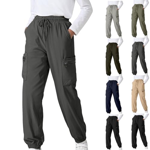 Boys Cargo Pants Drawstring Elastic Waist School Kids Active Joggers Casual Jogging Sweatpants for Kids 3-14 Years