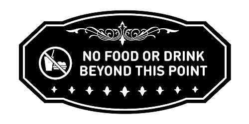 Panneau victorien No Food Or Drink de Signs ByLITA en noir