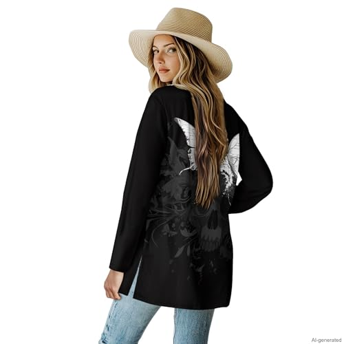 Image of Cardigan Sweaters for Women Long Sleeve Cardigan Soft Drape Open Front Fall Dusters V-Neck Jackets Dressy Loose Coat