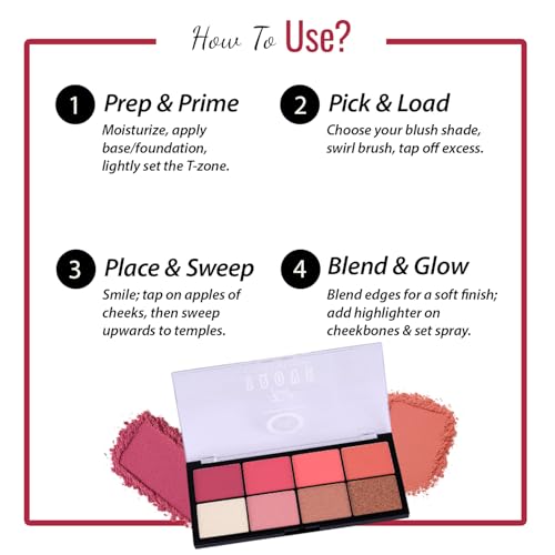 Image of Fashion Colour Tint Trove 8 Colour Blusher Highlighter Palette | Complete With 3 Dazzling HIghlighter Shades | Matte ,Shimmer Blushes & Highlighters | Long Lasting Wear | Multicolor | 20gm | (Shade no : 1)