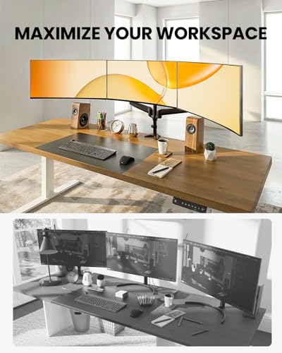 Image of ErGear Triple Monitor Mount for 3 Screens up to 32 Inch, 3 Monitor Desk Mount Holds 4.4-17.6 lbs per Arm, Fully Adjustable Triple Monitor Stand, VESA 75x75 /100x100, C-Clamp /Grommet Base