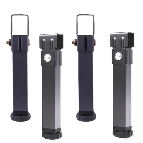 HJYCLFAZU Furniture Legs Set of 4 Bed Base Legs, Metal Support Leg, Adjustable Heavy Duty Slat Center Screw-in Feet No Drilling (29cm(11.4in),Grey,3x3cm)