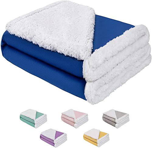 Image of Baby Blanket for Girls and Boys - 30”x40” Navy Blue and White Sherpa - Toddler Blankets - Kids Throw - Newborn Blankets - Soft Lightweight Fleece for Bed, Crib, Stroller