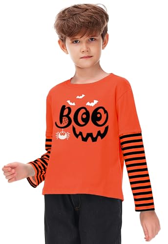 Image of Remimi Unisex Kids Christmas Long Sleeve Shirt Xmas Print Stripe Shirts 2-12 Years