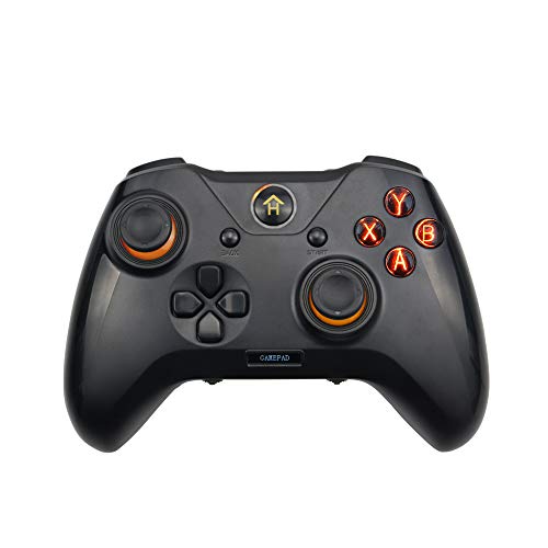 A Adwits Wired Programmable Gamepad, 3-in-1 USB Gaming Controller for Windows PC Playstation 3 Android, Improved Ergonomic Design with Shoulders Buttons Dual Vibration, Black